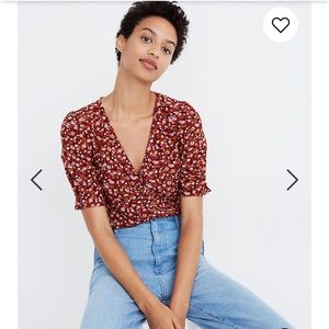 Silk Button-Sleeve Blouse in Spring Prairie